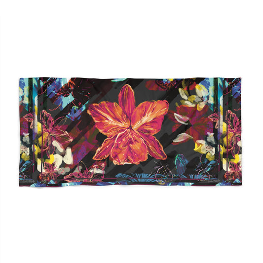 Tropical Floral Beach Towel — Vibrant Hibiscus Print
