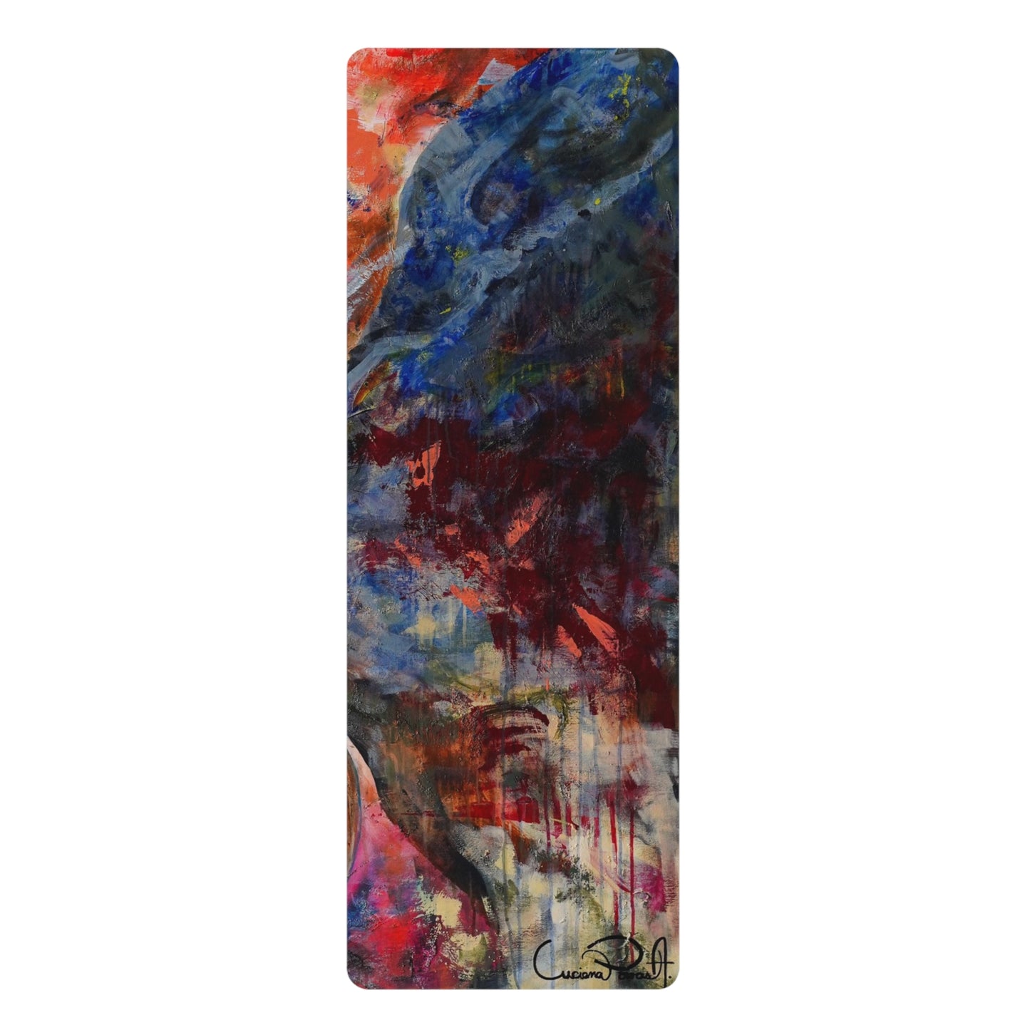 Artistic Rubber Yoga Mat - Colorful Abstract Design for Mindfulness & Fitness