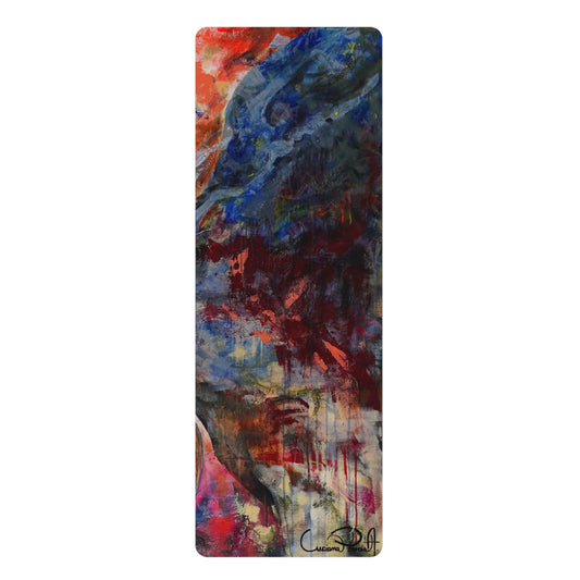 Artistic Rubber Yoga Mat - Colorful Abstract Design for Mindfulness & Fitness